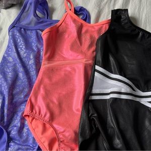 3 new girls gymnastics or dance leotards- 2 NWT